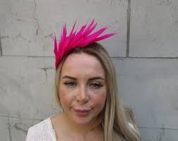 Magenta Hot Pink Fuchsia Feather Fascinator Races Wedding Guest Headpiece  Hairband Alice Band Headband Ladies Day Hatinator Cerise U12808