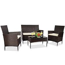 When shopping for patio furniture, there are several larger patio lounge furniture like patio sets, sofas, and sectionals, are optimal for providing seating for larger groups. Mieres Patio Furniture Sets 4 Pieces Sturdy Wicker Outdoor Indoor Conversation Bistro 304 Metal Feet Bench Seat Two Rattan Chairs One Glass Top Table For Porch Backyard Brown Pricepulse