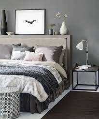 Bedroom, broken white wall painting black bed with cover exposed wood bulb hanging light grey. Grey Bedroom Ideas Grey Colour Schemes With The Best Accent Colours