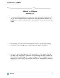 Mitosis and meiosis comparison chart cell event happens. Mitosis Vs Meiosis Worksheet Answer Key Docsity