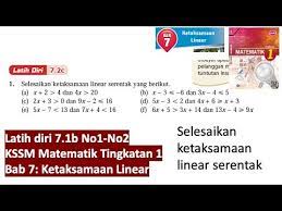 Selari dengan perkembangan pesat teknologi digital, kementerian pendidikan malaysia akan menggunakan teknologi dan kandungan digital dalam dalam bidang pendidikan. Kssm Matematik Tingkatan 1 Bab 7 Latih Diri 7 2c Ketaksamaan Linear Buku Teks Tingkatan 1 Pt3 Youtube