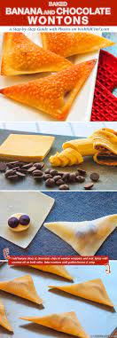 Baked Banana And Chocolate Wontons Wishful Chef Baked Banana Yummy Food Sweet Recipes