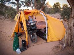 Nomad Motorcycle Tent Pampering In The Rough Motorcycle Tent Motorcycle Camping Adventure Motorcycling