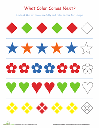 Finish The Pattern 1 Worksheet Education Com Preschool Pattern Activities Math Patterns Preschool Patterns