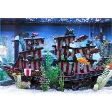 Large Striped Sail Shipwreck Aquarium Decoration Fish Tank Decorations Aquarium Decorations Large Fish Tanks