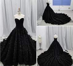 Chich Gothic Wedding Dresses Ball Gowns Sweetheart Handmade Flowers Corset Chapel Wedding Dresses Vintage Black C85 Black Wedding Dresses Ball Dresses Perfect Wedding Dress