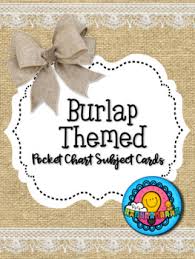 Burlap Themed Pocket Chart Subject Schedule Cards And Calendar