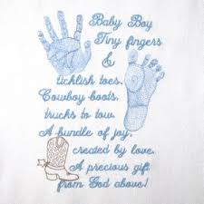 Baby Footprint Handprint Realistic Boy Poem Embroidery Design Baby Boy Poems Baby Poems Embroidery Designs Baby