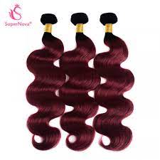 Burgundy hair weave bundles brazilian peruvian malaysian indian human hair weave hairstyles, remy hair burgundy bundles human hair extension 100% virgin human hair weave burgundy red color. Ombre Body Wave 3 Bundles 1b Burgundy Hair Weave Supernova Hair