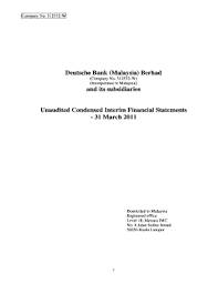 We firmly reject the allegations being made by a former. Deutsche Bank Malaysia Berhad Annual Report Fill Online Printable Fillable Blank Pdffiller