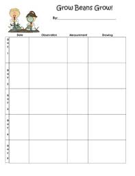 Grow Beans Grow Plant Observation Chart