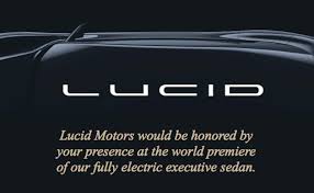 Jump to navigation jump to search. Lucid Motors To Unveil Electric Sedan December 14