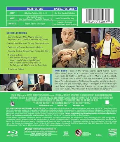 Amazon.com: Austin Powers: The Spy Who Shagged Me [Blu-ray] : Jay Roach,  Mike Myers, Heather Graham, Michael York, Robert Wagner, Seth Green,  Suzanne Todd, Jennifer Todd, Demi Moore, Eric McLeod, John Lyons,