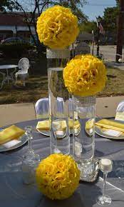 Yellow Kissing Balls Centerpiece Yellow Centerpieces Quince Decorations Flower Ball Centerpiece