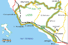 Cartina lazio poster, plastificato, per i magneti o per contrassegnare con puntine da disegno. Itinerari In Moto In Lazio Dueruote