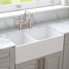 $1,650.00 alfi brand abti3020sb titanium/fluted 30 reversible farmhouse kitchen sink msrp: Crestwood 33 White Double Bowl 60 40 Farmhouse Kitchen Sink Cw 7233 W The Sink Boutique Farmhouse Sink Kitchen Fireclay Farmhouse Sink Best Kitchen Sinks