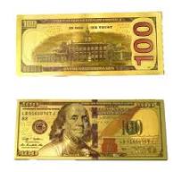 2 Pack of Golden $100 Dollar Bill Fridge Magnet, Board Fridge Magnet, One Hundred Dollar Magnet, Home, Office, Decoration