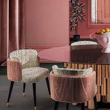 Our restored art deco sofas and art deco chairs are fully reupholstered with hand tied springs, impeccable detail and comfort. Art Deco Dining Chair Anita Ottiu Velvet Walnut Lacquered Wood
