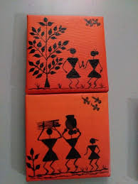 Warli Paintings On Canvas 4 Tribal Art Designs Canvas Painting Diy Art Drawings For Kids Set your piece of canvas, be it stretched canvas or a piece of canvas board, on an easel or a work surface that is out of the way.