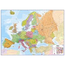 A stunning huge world map showing physical geography of the earth in full colour. Europe Political Laminated Wall Map Huge 1 3 2 Million