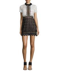 Black And White Self Portrait Dress Felicia Collared Lace Dress Black White By Self Portrait At Neiman Marcus Designer Dresses Elegant Lace White Dress White Collar Dress