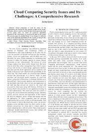 Distributed and cloud computing csc 557 akhila reddy security issues and challenges in cloud computing abstract cloud computing is an through cloud computing people can share the distributed resources and services that belong to different organizations. Pdf Cloud Computing Security Issues And Its Challenges A Comprehensive Research