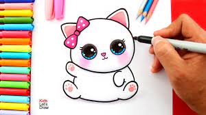 Aprende A Dibujar Un Gatita Bebe Sentada Y De Adorables Ojitos Kawaii Youtube Dibujos Divertidos Como Dibujar Un Gato Kawaii