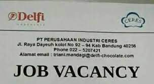 Kami sengaja menjual harga segitu. Lowongan Kerja Pt Ceres Delfi Gorup Bandung 2021