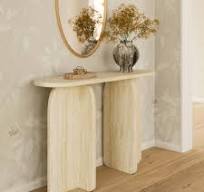 Clementine 48" Faux Travertine Console Table
