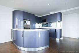 Kitchen Of The Day A Contemporary Design With Curved Kitchen Cabinets In Glossy Blue Photo 7 Purple Kitchen Interior Blue Kitchen Cabinets Blue Kitchens