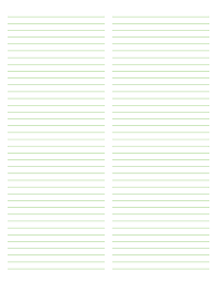 printable 2 column green lined paper narrow ruled for letter paper