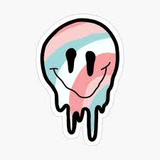 Pink And Blue Swirl Drippy Smiley Face Sticker By Zarapatel Face Stickers Preppy Stickers Aesthetic Stickers