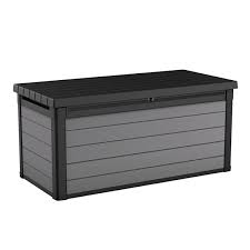 The attractive, multifunctional design of keter's 150 gallon rockwood deck box makes it the perfect outdoor storage solution and much more. Keter Premier Deck Box 150 Gal Resin Grey 240303 Rona