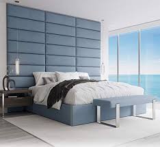 Jezebel dark charcoal full/queen headboard. Vant Upholstered Wall Panels King Cal King Size Wall Mounted Headboards Suede Blue Pack Of 4 Panels Each Individual Panel 39 X11 5 Buy Online In Bahamas At Bahamas Desertcart Com Productid 40770035