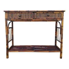 Image Of Bamboo Reed 2 Drawer Console Table British Colonial Decor Console Table Table