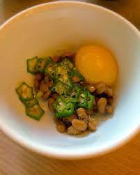 Japanese Natto Okra And Raw Egg Asian Breakfast Cooking Recipes Eat