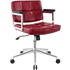 Modway Portray Red Mid Back Upholstered Vinyl Office Chair Eei 2686 Red The Home Depot In 2021 Vinyl Office Chair Office Chair Upholstered Office Chair