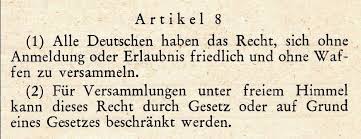 20a gg) und grundrechte dritter als so genannte verfassungsimmanente schranken. Artikel 8 Des Grundgesetzes Fur Die Bundesrepublik Deutschland Wikipedia