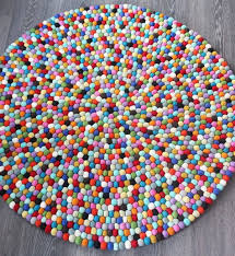 multi coloured round felt ball rug mk