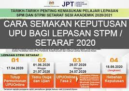 Terdapat dua kategori bagi keputusan upu ini iaitu, program yang memerlukan temuduga. Cara Semakan Keputusan Upu Bagi Lepasan Stpm Setaraf 2020 Archives Jom Simpan