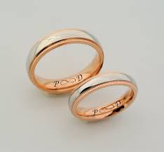 Personalized Rose Gold Silver Ring Set Custom Engraved Ring Etsy Couples Ring Set Couple Wedding Rings Engagement Rings Couple