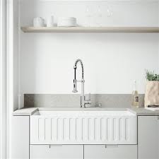Evier De Cuisine Simple Blanc Mat Matte Stone De Vigo Robinet Chrome 41 Po Vg15460 Reno Depot