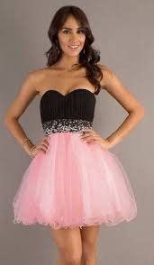 Short Poofy Black Pink Homecoming Dress Pleated Bodice Empire Pink Homecoming Dress Prom Dresses Short Dresses