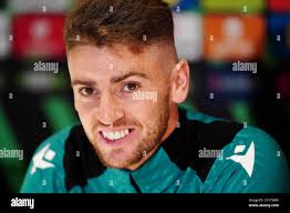 Shamrock rovers' dylan watts during a press conference at stamford bridge,  london. hi-res stock photography and images