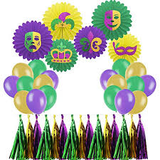 Mardi gras party hanging swirls, 36pcs mardi gras hanging decorations kit party ceiling decorations for party mardi gras theme celebration baby shower birthday party supplies event supplies. Mardi Gras Party Decorations Kit New Orleans Carnival Party Glitter Cutouts Party Balloons Paper Tassels For Mardi Gras Theme Birthday Party Wantitall