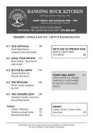 Black rock grill limited is a uk registered company. Menu For Lockdown From Friday 1 May 2020 Until Picture Of Hanging Rock Kitchen Pringle Bay Tripadvisor