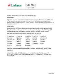Maybe you would like to learn more about one of these? Subject Robertshaw R110 Series Gas Valve Field Alert Lochinvar