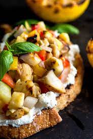 Grilled Ratatouille With Crostini And Goat Cheese Recipe Recipe Summer Appetizer Recipes Appetizer Recipes Recipes