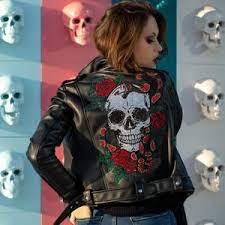 Cool Lion Jacket Black Leather Jacket Rhinestone Animal Etsy Leather Jacket Party Jackets Womens Biker Jacket