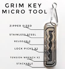 Zurplusfaction shows viewers how to pick a lock easily using 2 paper clips. Grim S Credit Card Sized Wallet Lock Pick And Escape Tool The Grim Key Card The Grim Key Dog Tag Is A Dog Tag Sized Lock Picking Set That Can Be Stacked With Grim Workshop S Other Dog Tag Tools Or Hidden On The Back Of A Regular Dog Tags Grim S Micro